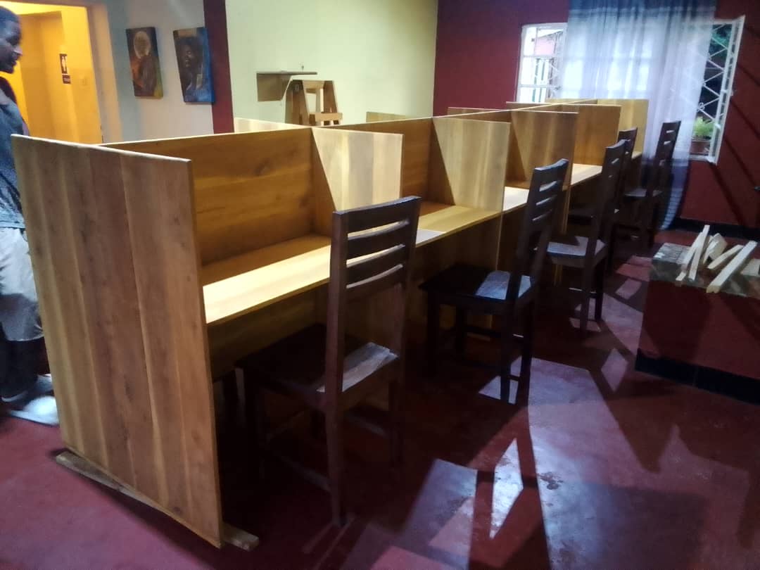 Wood study booths inside TunaWork